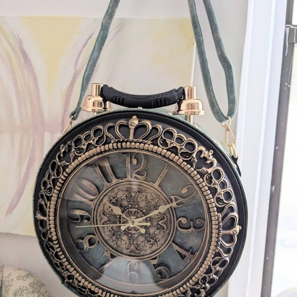 Unique, charming PU vegan leather clock bag - Picture 1 of 6